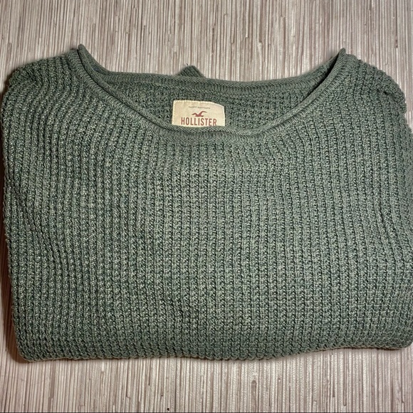 Olive Forest Green Hollister Knit Crewneck Sweater - Picture 3 of 4